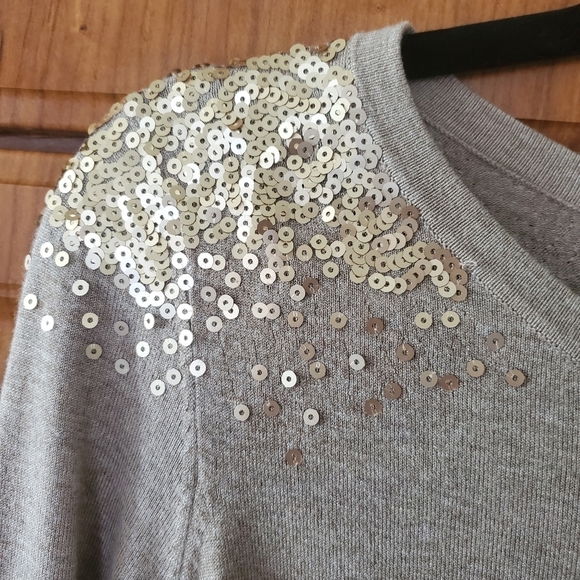 Inc Tan and Gold SEQUINES SWEATER - Picture 3 of 6